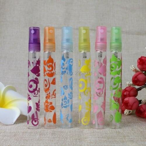 10ml Mini Small Empty Glass Perfume Spray Bottles Transparent Colorful Travel Empty Traveler Refillable Bottles 12pcs/lot