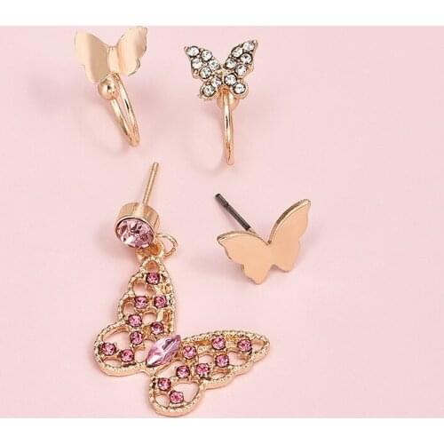 Fancy Earrings 2021 Butterfly Long Charms Earring Sets Punk Statement Clip Ear Jewelry Elegant Fashion Accessories Earcuff Gift