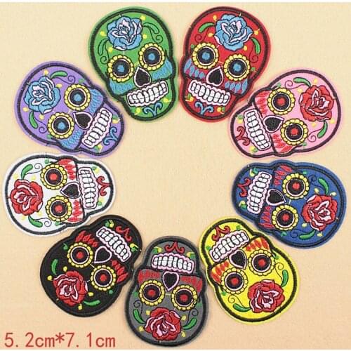 Patch Russian Grim Reaper Skull Embroidered Patches for Clothing Iron on Clothes Badge Stripes Stickers DIY 50pcs/lot
