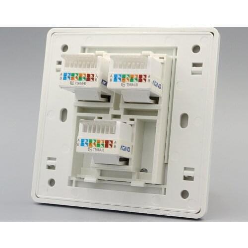 Wall Socket Plate Three Network LAN RJ45 Cat5e Socket Panel Faceplate Outlet Adapter