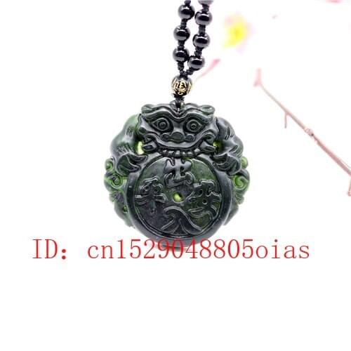 Natural Black Green Jade Obsidian Tiger Pendant Beads Necklace Fine Jewelry Carved Amulet Fashion Charm Gifts for Women