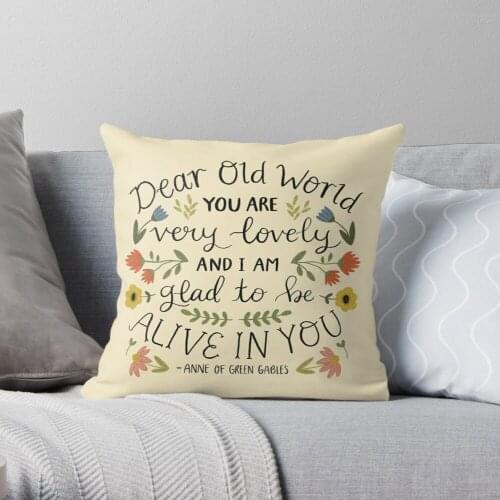 Anne Of Green Gables Dear Old World Quote Throw Pillow Cushion Cover Polyester Throw Pillows Case On Sofa Home Car Seat Decor
