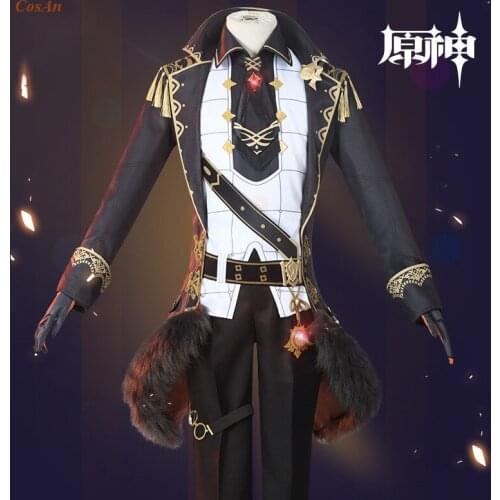 New Arrival Game Genshin Impact Diluc Cosplay Costume Handsome Uniform Suits Full Set Male Halloween Party Role Play Clothing