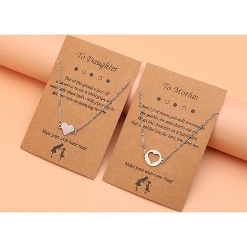 Mother And Daughter Two-piece Necklace Fashion Stainless Steel Heart Pendant Necklace Couple Jewelry Necklace Women Gifts