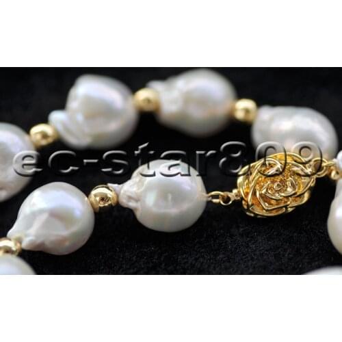 P6688 20" 20mm White Teardrop Baroque Keshi Reborn PEARL Necklace Rose Choker