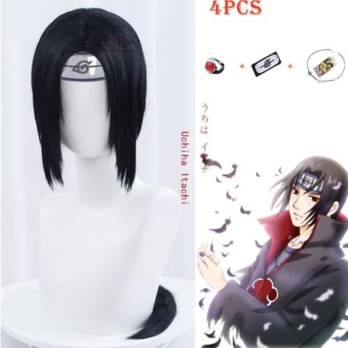 Anime Boruto Role Sasuke Kakashi Minato Wig Black Long Cosplay Wig Headband Ring Necklace Ninja Heat-resistant Hair Free Wig Cap