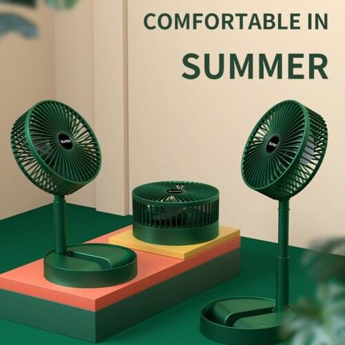 Portable Fan Mini Folding Telescopic Floor USB Rechargeable Touch Fan for Household Bedroom Office Desktop Silent Fan Cooling