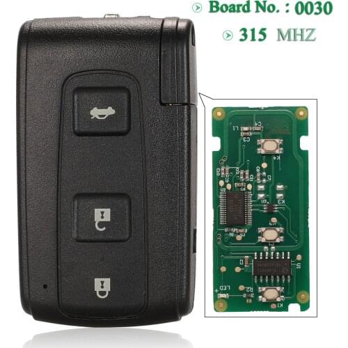 Bilchavev 3 Buttons Keyless-Go ASK 315MHz Remote Car Key For Toyota Crown 2006-2010 ID74 Chip Uncut TOY48 Blade Board No: 0030