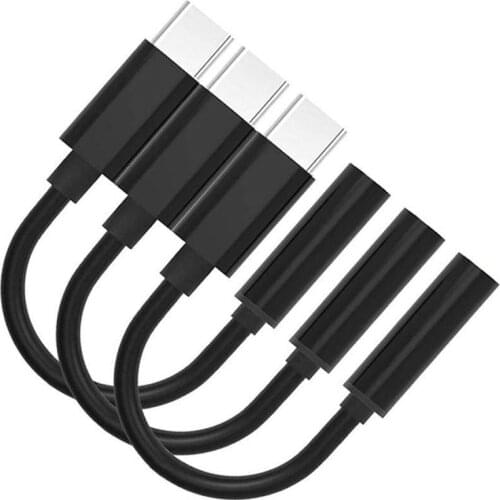 Retail 3Pcs Type C to 3.5mm Headphone Audio Adapter,USB-C to 3.5mm Female AUX Microphone Connector Cable for Motorola Moto Z, Le