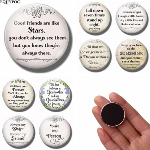 Family Friend Lover Friendship Gift Funny Quotes 30MM Glass Dome Refrigerator Magnets Alphabet Magnetic Letters Stickers Message