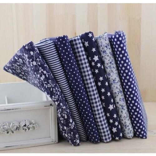 Booksew African Fabric Telas Por Metro Tissu Material Navy Blue Cotton Fabric for DIY Sewing Patchwork Tilda 7pcs/lot 50cmx50cm