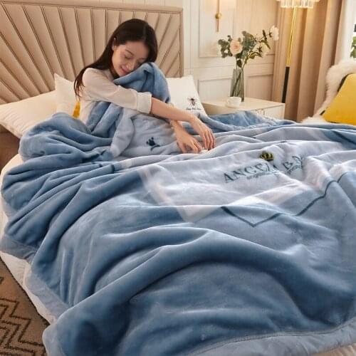 Comfy Thick Blanket Winter Flannel Double Warm Large Autumn Nordic Fluffy Beds Blanket Cute Mantas De Cama Home Textile DG50B