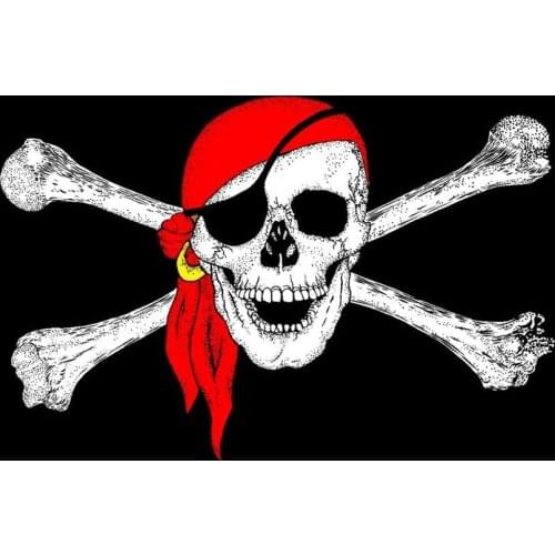 BANDERA CALIDAD NACIONAL DE Pirata Con Pañuelo Rojo 150x90cm - Tela De Alta calidad Envió Gratis