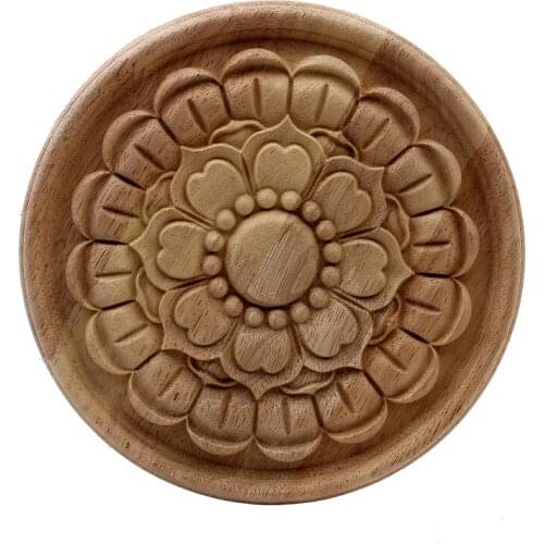 VZLX Wood Carved Corner Onlay Applique Door Cabinet Rose Unpainted European Style Vintage Home Decor Decoration Accessories