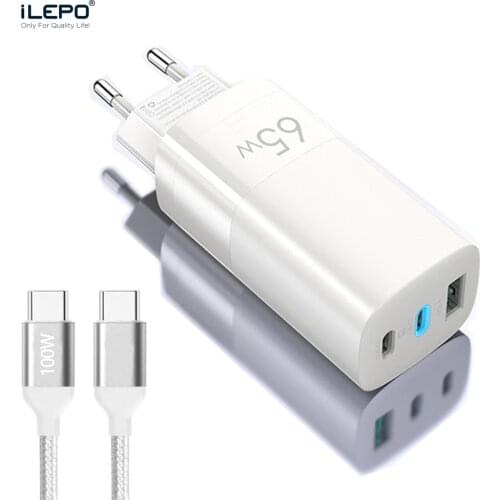 ILEPO 65W GaN Charger USB C Fast Charger QC3.0 PD3.0 4.0 USB Charger Fast Charging For iPhone Switch MacBook iPad Pro Samsung