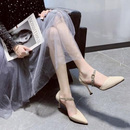 2020 Women Pumps Fashion Women Shoes Party Wedding Super Square High Heel Pointed Toe Red Wine Ladies Pumps Size U22-33