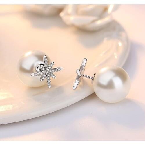 Girl Jewelry S925 Silver Earring Sparkling Star Snowflake Stud Earring For Women Wedding Gift Lady Fashion Zircon