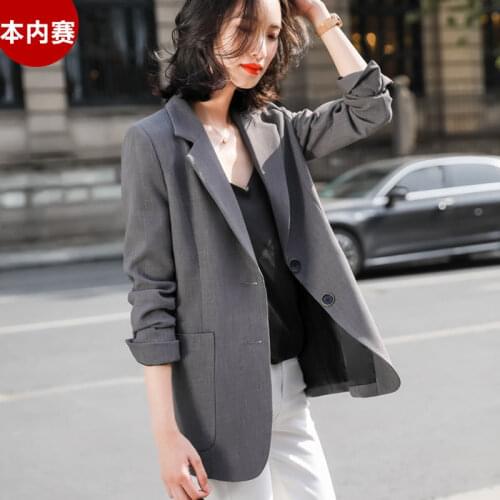 Blazer Women Gray Suit Jacket for Women Spring and Autumn New Loose-Fitting Casual Suit Veste Femme