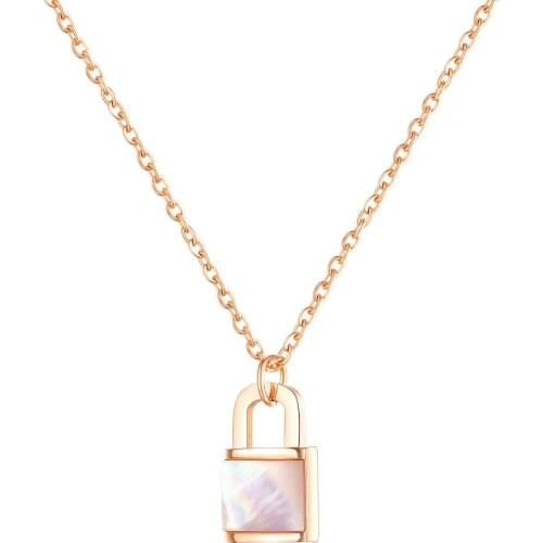 Rose Gold Womans Necklaces Key Pendant Stainless Steel Pearl Oysters Adjustable Chain Link for Woman Anniversary Beauty Jewerly