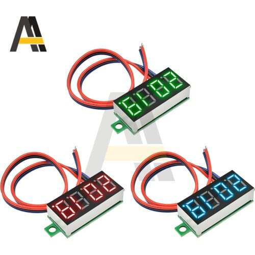 0.36 inch LED Digital Voltmeter Voltage Meter Mini Digital Car Voltmeter Adjustable Volt Detector Tester Monitor 3 Lead Wire