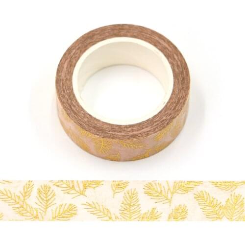 10pcs/Lot 15mm x 10m Pale Pink Gold Foil Pine Needles Washi Tape Sticker Stationery Paper Masking Adhesive Christmas washy tape