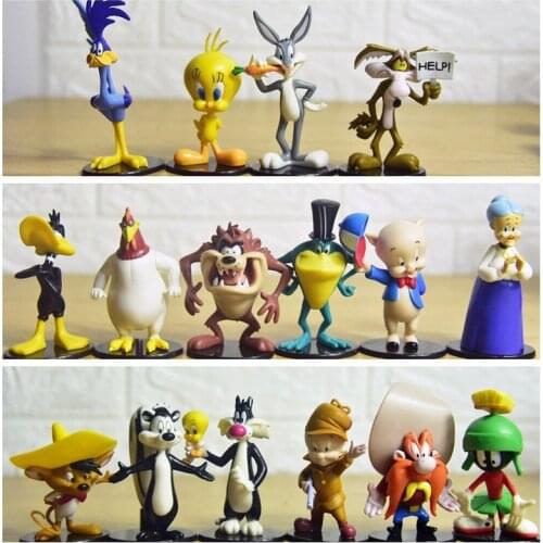 16Pcs Disney Looney Tunes Bugs Bunny weety Big Mouth Monster 7-10cm Action Figures Anime Figurine Toys For Children Gifts