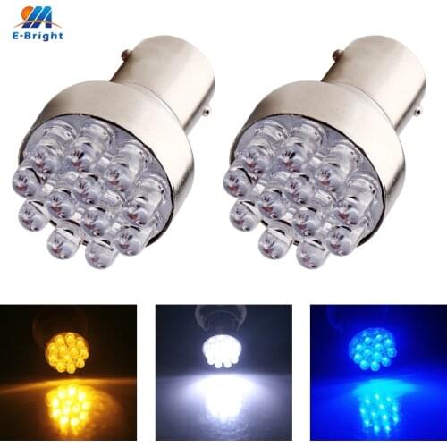 YM E-Bright 2 PCS Car LED Lights 1156 BA15S 1157 BAY15D 12 SMD Turn Light Rear Auto Bulbs White Amber Blue Red Green Signal Lamp