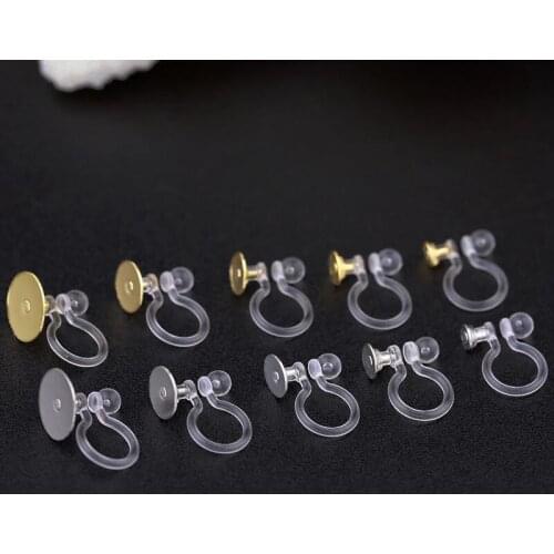 20pcs Wholesale Stainless Steel Ear Clip Settings For Jewelry Making Resin Transparent Ear Clip Base DIY Earrings Accessories