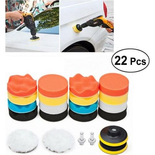 3inch 22pcs car Polishing Sponge Buffing Pads Polishing Wheel for Drill Adapter Waxing Sponge car paint care headlight repair