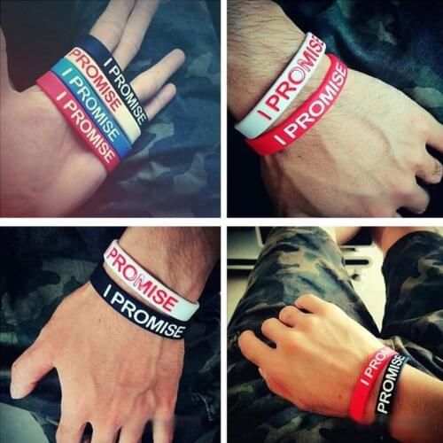 5Pcs Assorted Colors I Promise Silicone Sports Wristband Bracelets Kit Lovers Matching Set Valentine Gift Unisex Jewelry