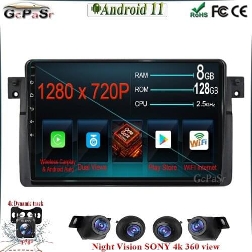 128G 9'' Android 10 Carplay Voor for Bmw 3-Serie 3 Serie E46 1998 - 2006 Auto Radio Multimedia Video Player Navigatie Gps