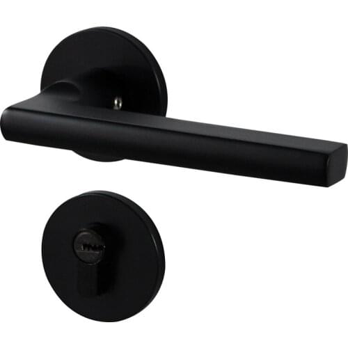 Black Aluminum Partition Lock US Style Indoor Home Solid Wood Door Handle Mute Door Lock 1set