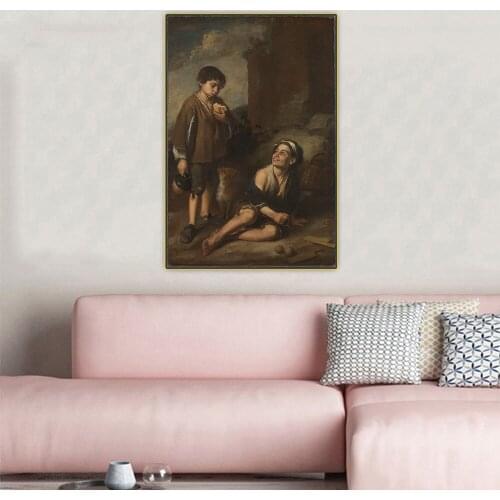 Citon Murillo《Two Peasant Boys》Canvas Oil Painting Artwork Poster Picture The Wall Background Decorations Living Room Home Decor