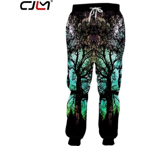 CJLM New Man Colorful Sweatpants 3D Printed Personality Starry Sky Tree Mens Spandex Pants Hot Sale Wholesale