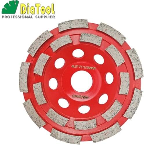 DIATOOL Diameter 4.5"/115mm Professional Welded Diamond Double Row Grinding Cup Wheel For Concrete, Bore 22.23mm