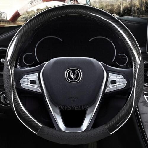 For Changan CS95 CS85 CS75 CS55 CS35 CS15 EADO CX70 Car Steering Wheel Cover Microfiber Leather + Carbon Fiber Auto Accessories
