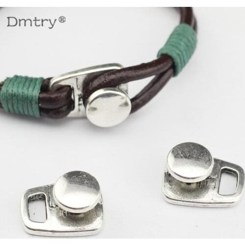 Dmtry 5pcs Antique Silver Button Clasp Hook Clasp For 4mm Round Leather Cord Diy Bracelet Bangle Jewelry Findings C0013