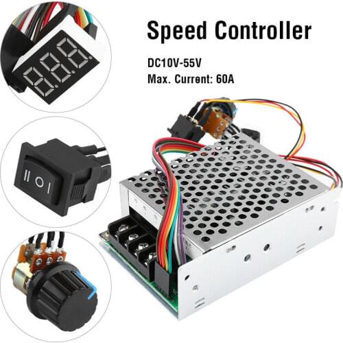 PWM speed controller DC motor Digital display 0~100% adjustable drive module Input MAX60A 12V 24V 10V-55V with case