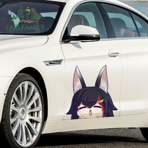 EARLFAMILY 43cm x 42.3cm For Ookami Mio Peeker Camper Car Assessoires Stickers Vinyl Anime Decal Graffiti Creative Scratch-Proof