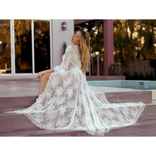 European And American New Wave Lace Lace Loose Sunscreen Beach Cardigan Long Skirt holiday Dress Swimsuit Outer Blouse Women