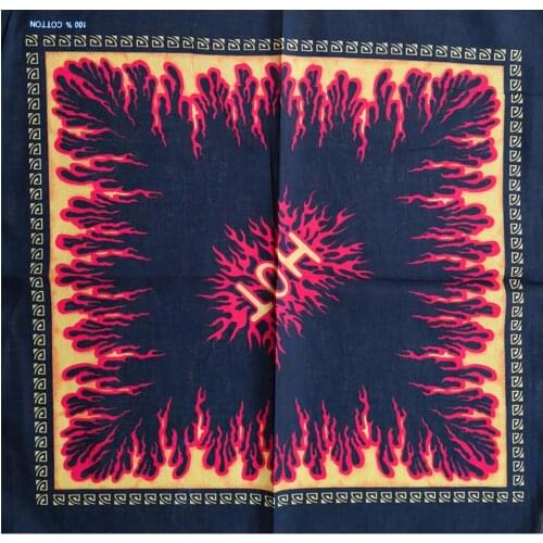 Firehawk Skull Punk Hip-hop Headwear 100% Cotton Hair Neck Wrist Wrap Band Neckerchief Square Headtie Kerchief for Men 55cm*55c