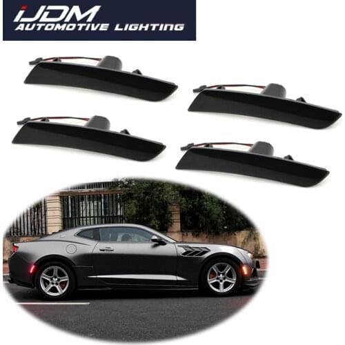 IJDM For 2016-up 6th Gen Chevy Camaro Smoked Lens Front Amber Rear Red Full LED Car Side Marker Light Kit Wheel Arch Lights 12V
