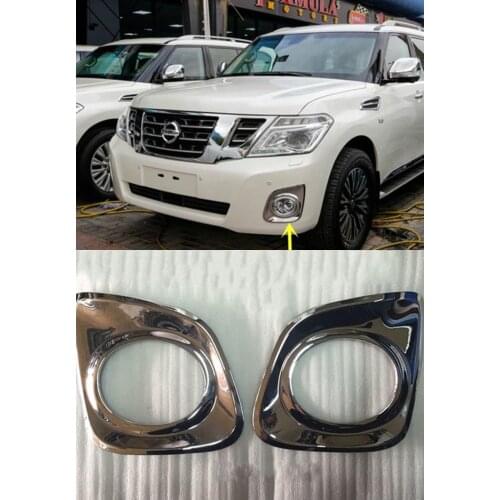 JanDeNing 2PCS For Nissan Patrol Y62 2010-2015（Middle East Style）Plating Front Fog Light Frame Bumper Fog Lamp Cover Trim