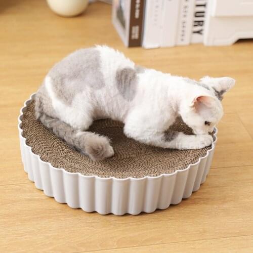 2 In1 Cats Scratching Board Round Scratcher Pad Kitten Scrapers Grinding Nails Cat Toys and Scratch Couch Bed Catnip Cardboard
