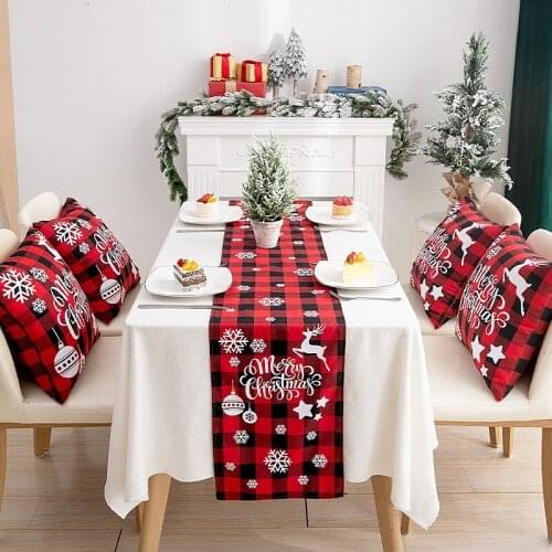 Linen Check Pillowcase Cushion Cover Merry Christmas Decor Christmas Ornaments For Home Sofa Elk Pillow Case Navidad Xmas Gifts