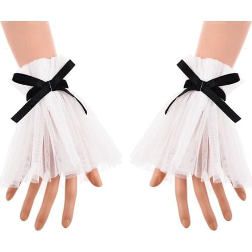 Punk Lace Cuffs Victorian Style Wrist Cuff Steampunk Bowtie Gothic Cuffs Lolita Handwear Cosplay Accessories