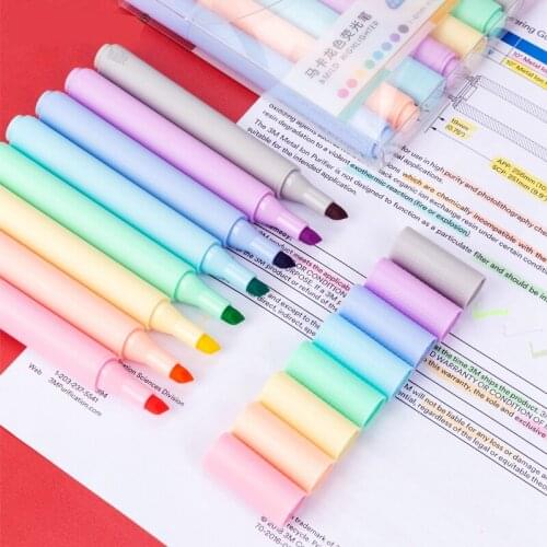 Haile 8Pc Macaron Series Highlighter Art Markers Mild Pastel Fluorescent Pens Graffiti Drawing School Office Stationary Supplies