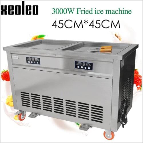 XEOLEO Double compressor Roll Ice cream maker 3000W Roll Ice fry machine Yogurt Frying machine Roll Icee Frier CE Air-cooling