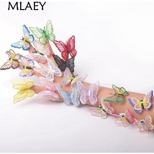 MLAEY 3D Butterfly Patches Lace Fabric Embroidery Headwear DIY Clothing Sewing Supplies Decorate Accessories 18 Colors 19723