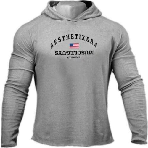 Mens Running Hooded T Shirt Homme Quick Dry Bodybuilding T-Shirts Slim Fit Tops Tees Sport Fitness Men Gym Tshirts Muscle Tee